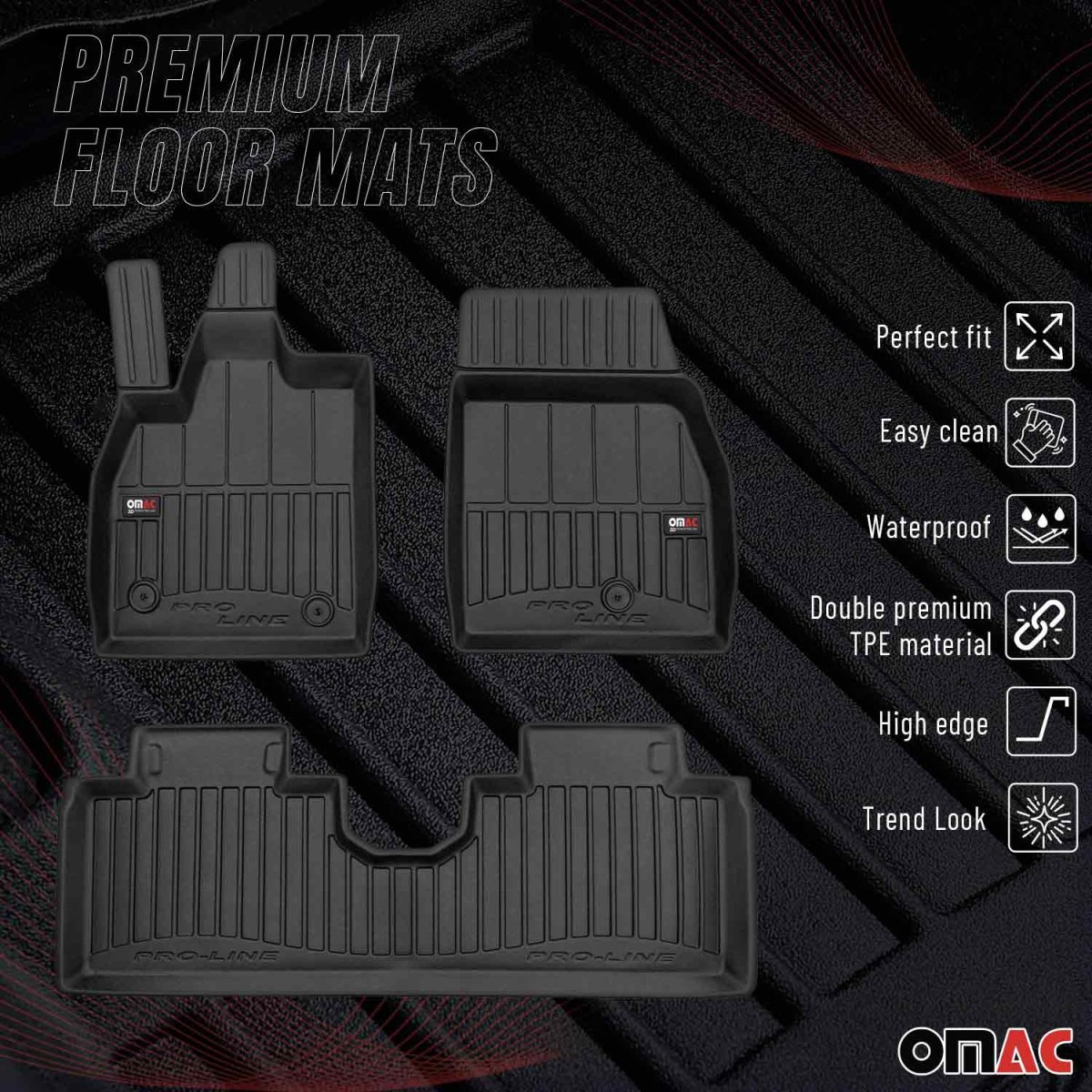 Ford Mustang Mach-E Floor Mat - Omac - Premium TPE - Black - '21-'24